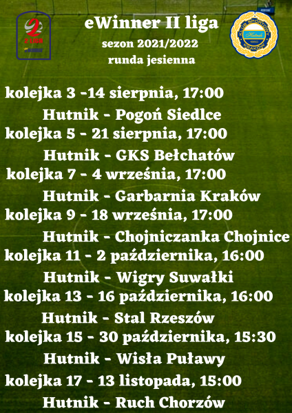 Soboty z Hutnikiem! Terminarz meczów domowych w rundzie jesiennej.